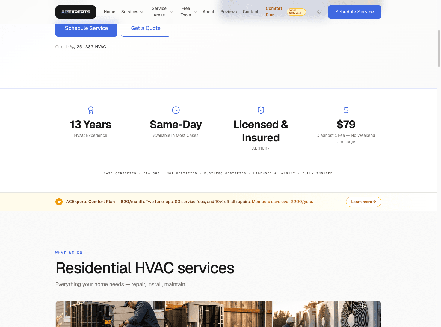 Service pages — installation and repair