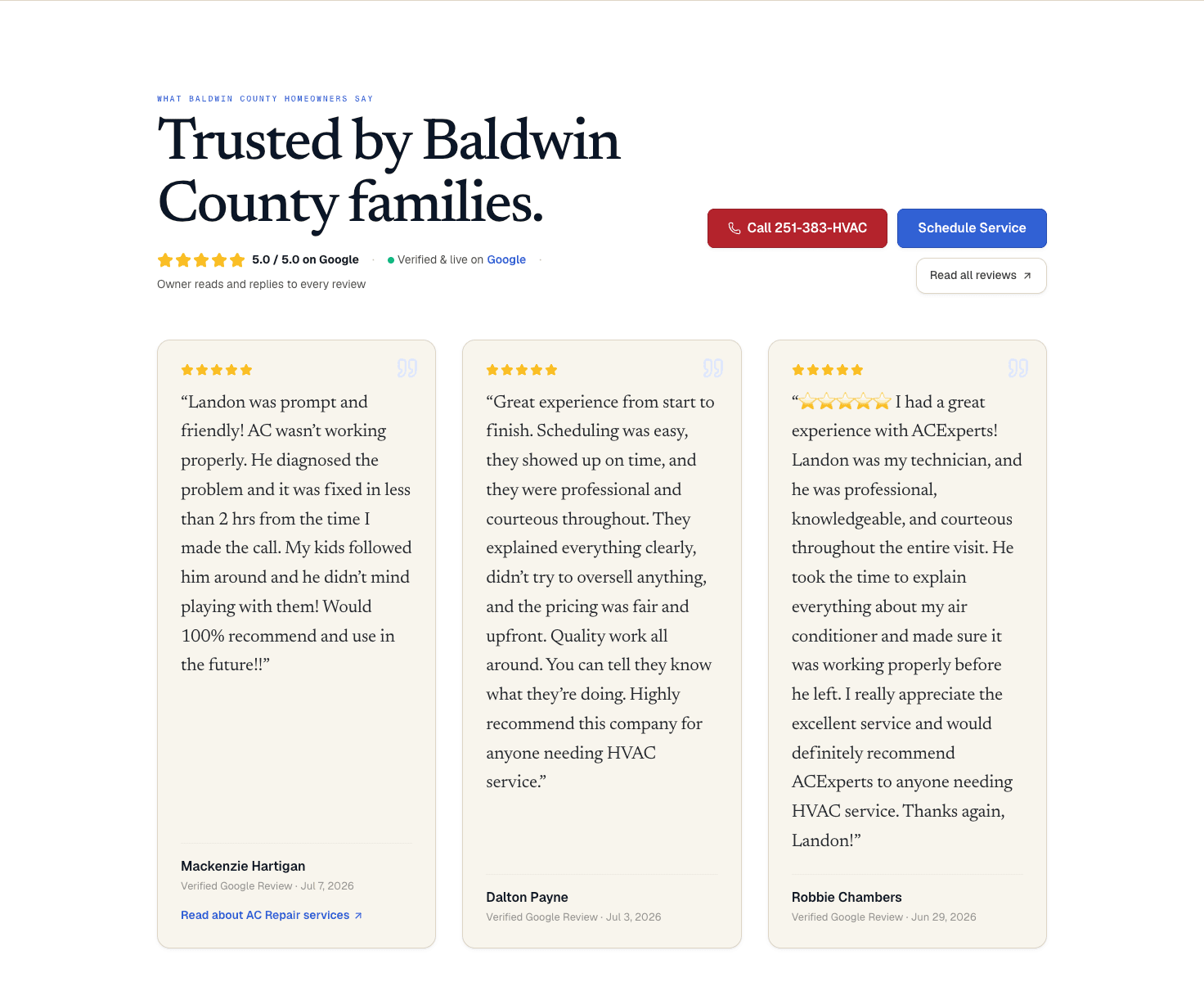 Verified Google reviews — a perfect 5.0