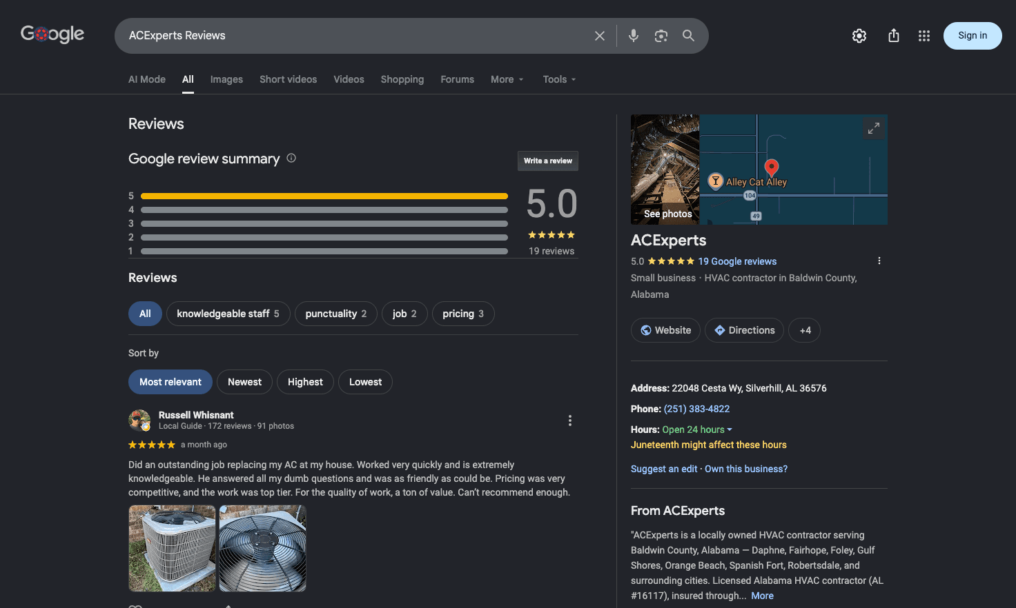 Verified Google reviews — a perfect 5.0