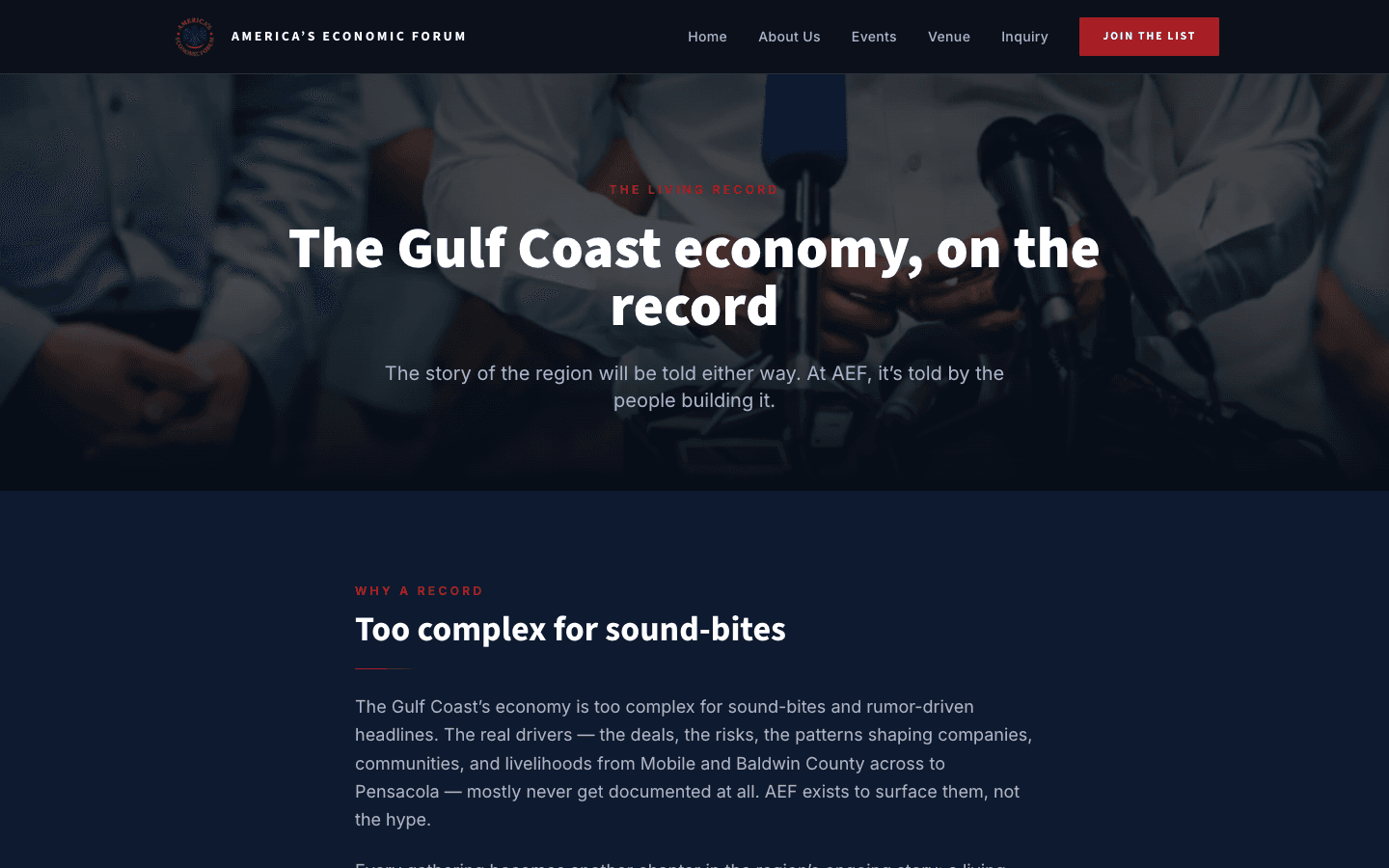 Gulf Coast Economy — on-the-record content hub