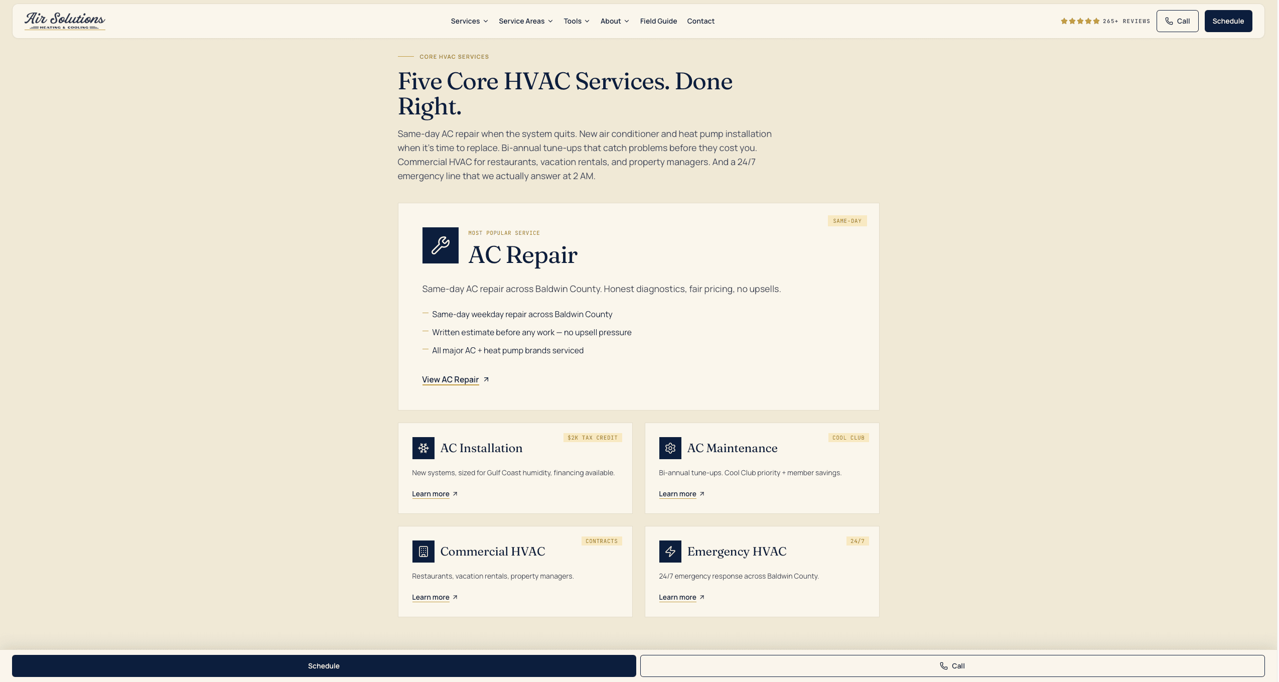 Five core HVAC services hub