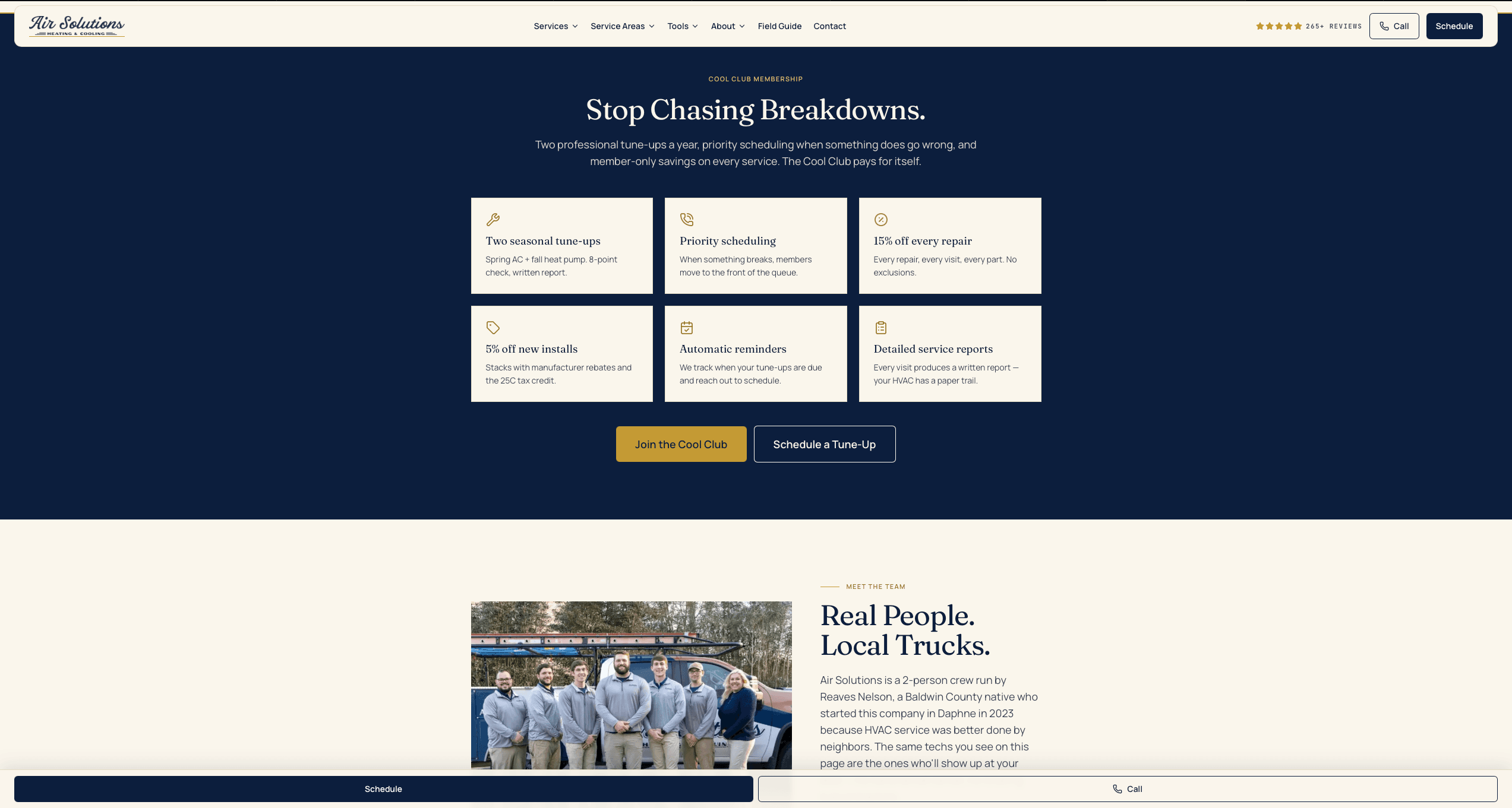 Cool Club — maintenance program landing