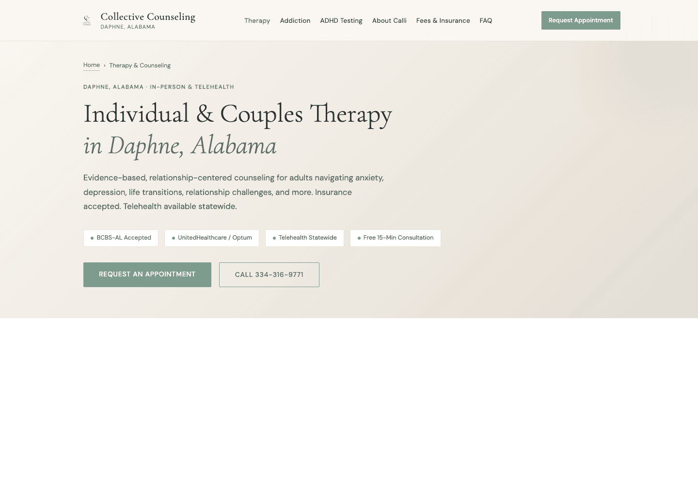Therapy and counseling services