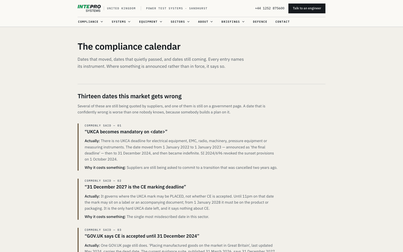 UK compliance calendar — thirteen dates the market gets wrong