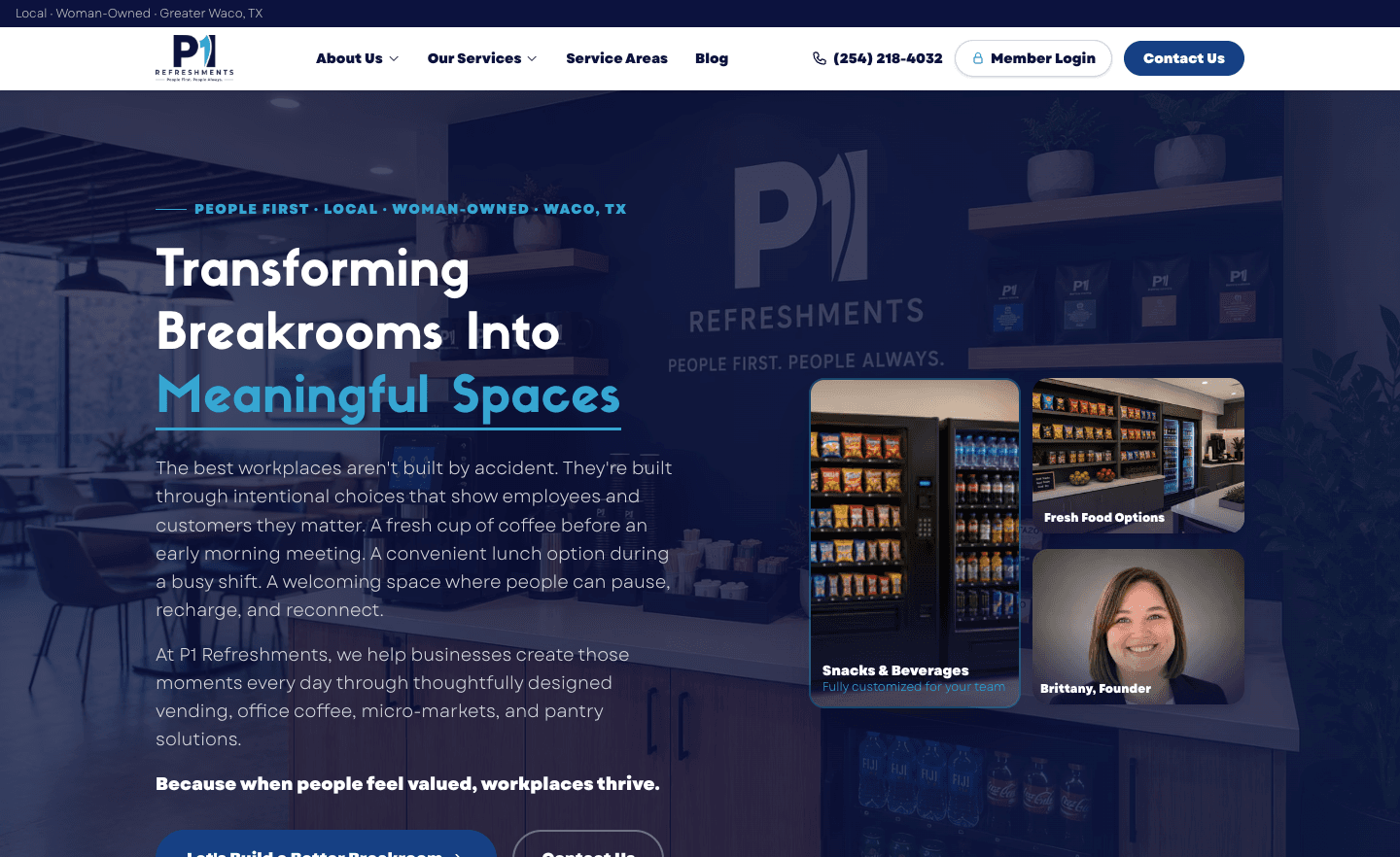P1 Refreshments — Homepage — People First breakroom positioning