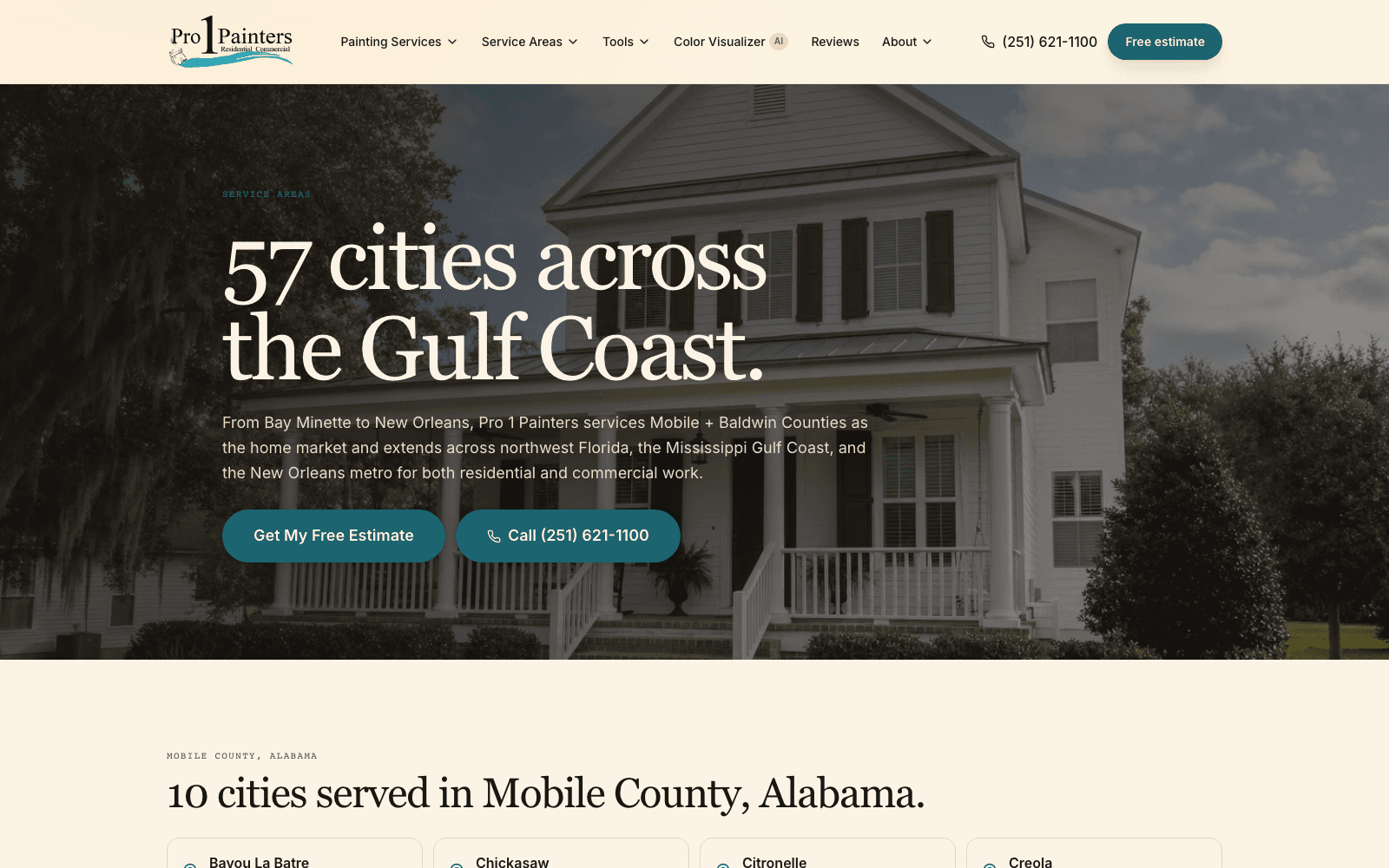 City coverage — 57 cities across the Gulf Coast