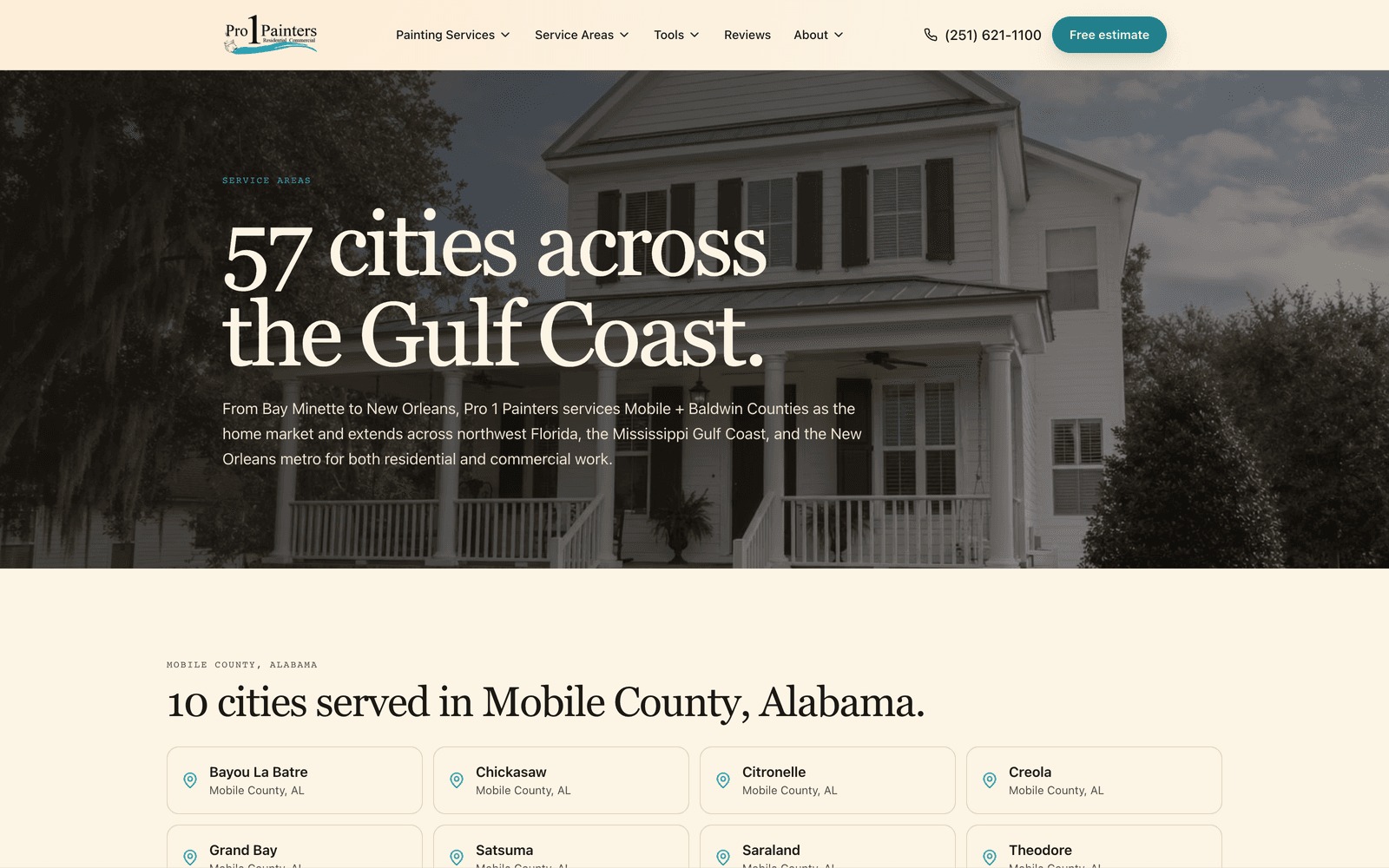City coverage — Mobile + Baldwin County