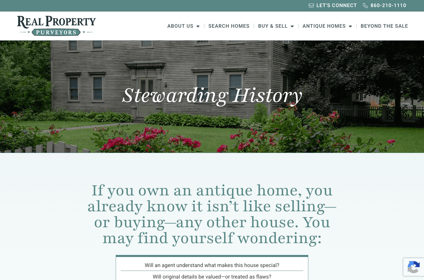 Stewarding History — the antique-homes pillar