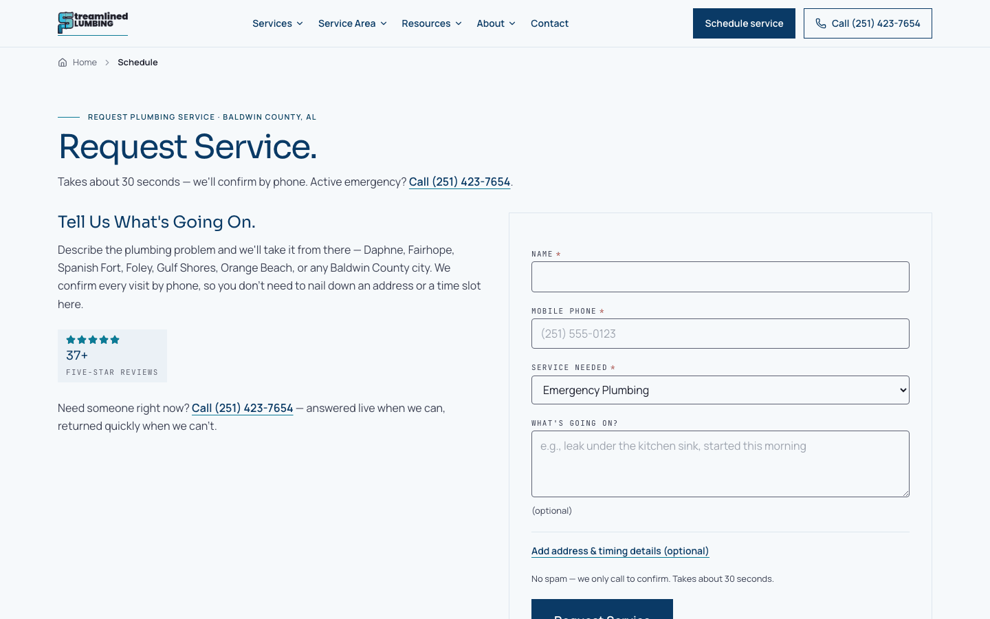 Schedule a service call