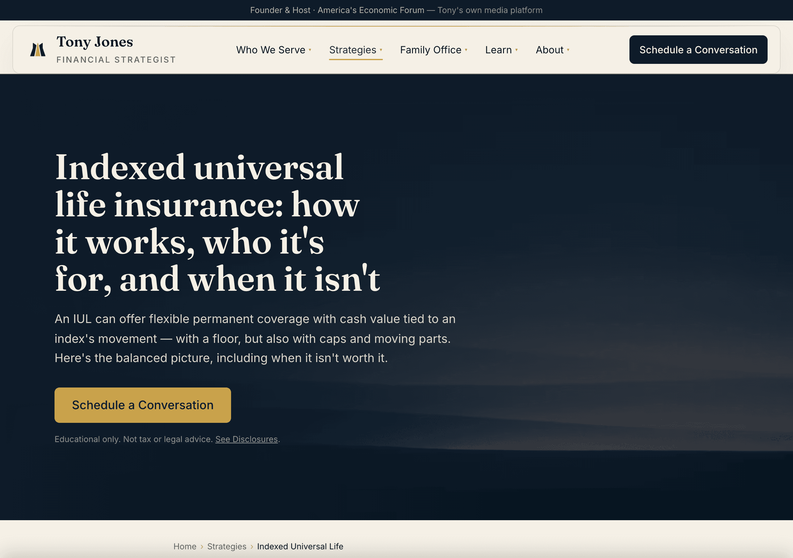Strategy page — Indexed Universal Life, an honest pros-and-cons breakdown