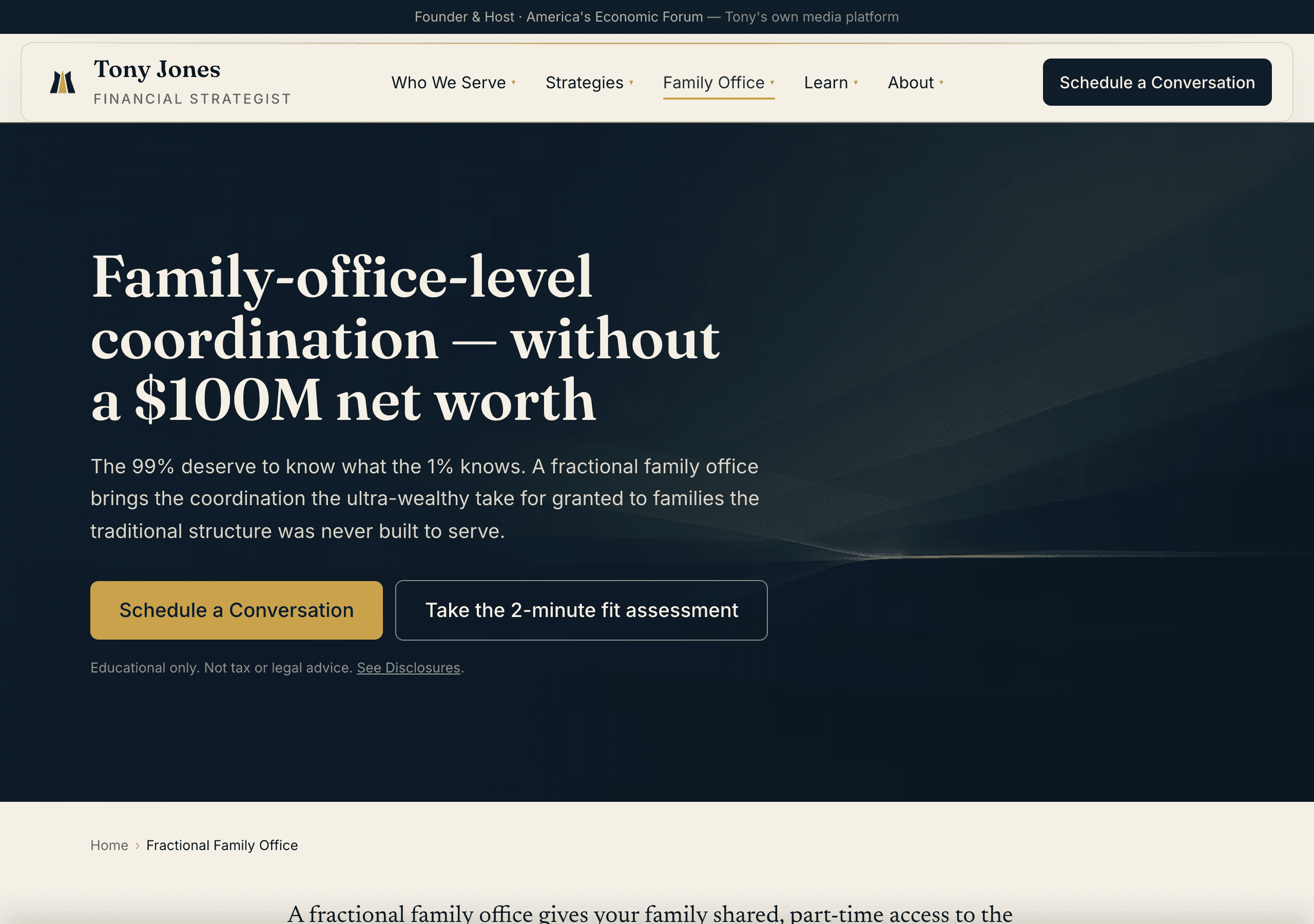 Fractional Family Office — the flagship coordination model
