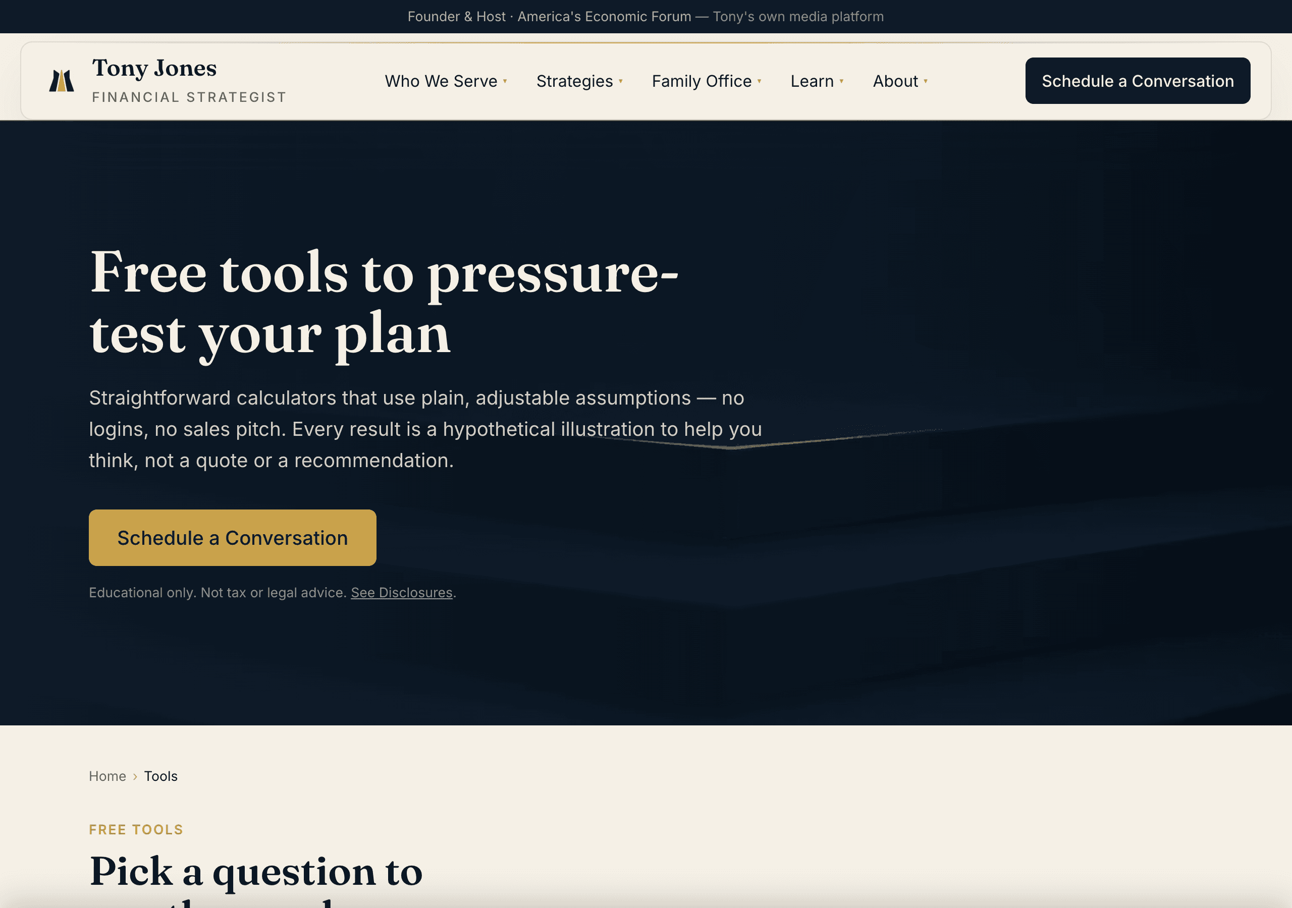 Tools — email-gated financial calculators