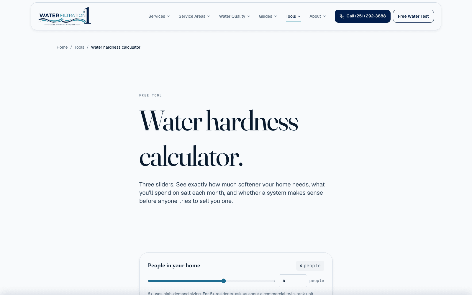 Water hardness calculator — free tool