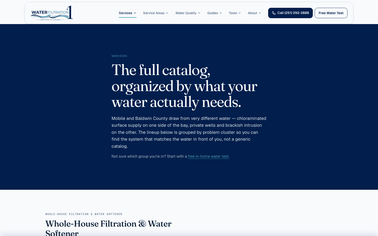 Service catalogue — organized by what the water needs
