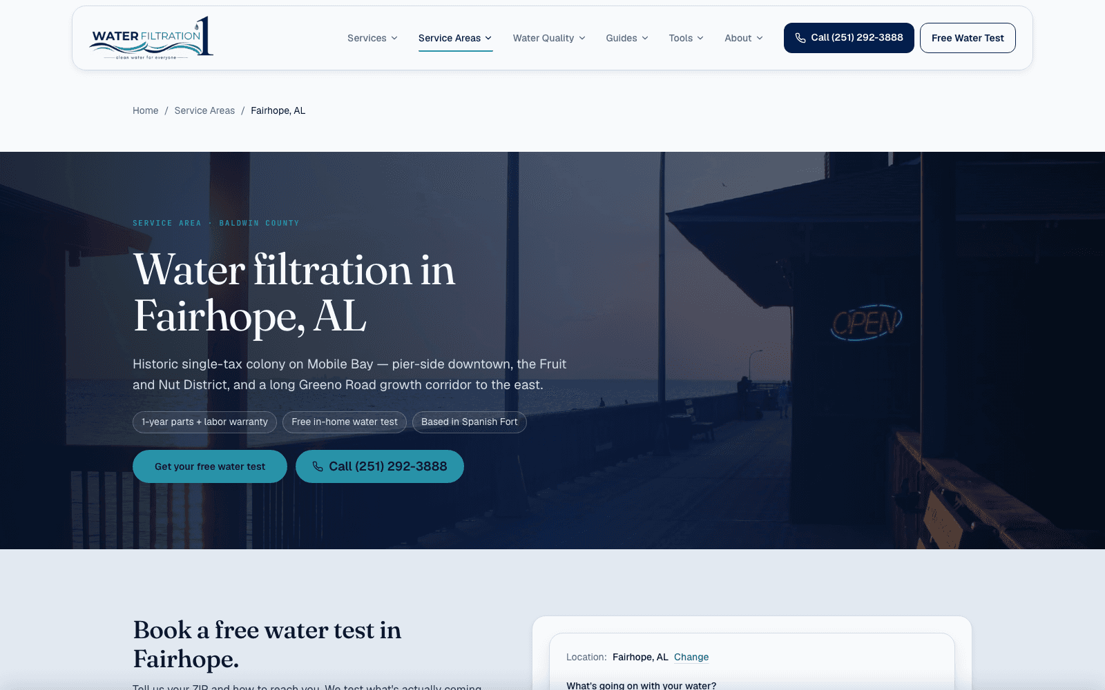City page — water filtration in Fairhope, AL