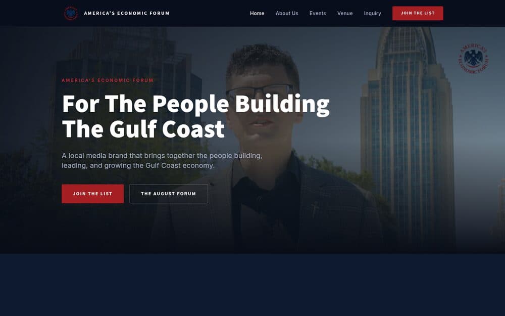 America's Economic Forum website homepage