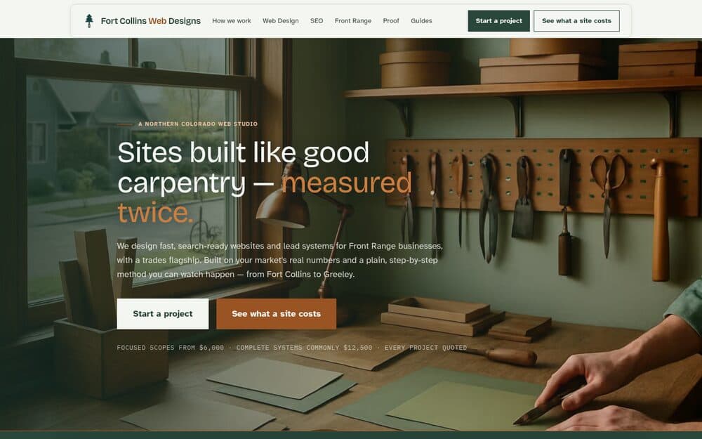 Fort Collins Web Designs website homepage